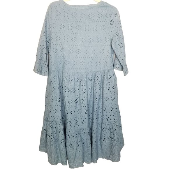 Sundance Womens XS Blue Eyelet Boho Jasmine Midi D - Picture 8 of 8